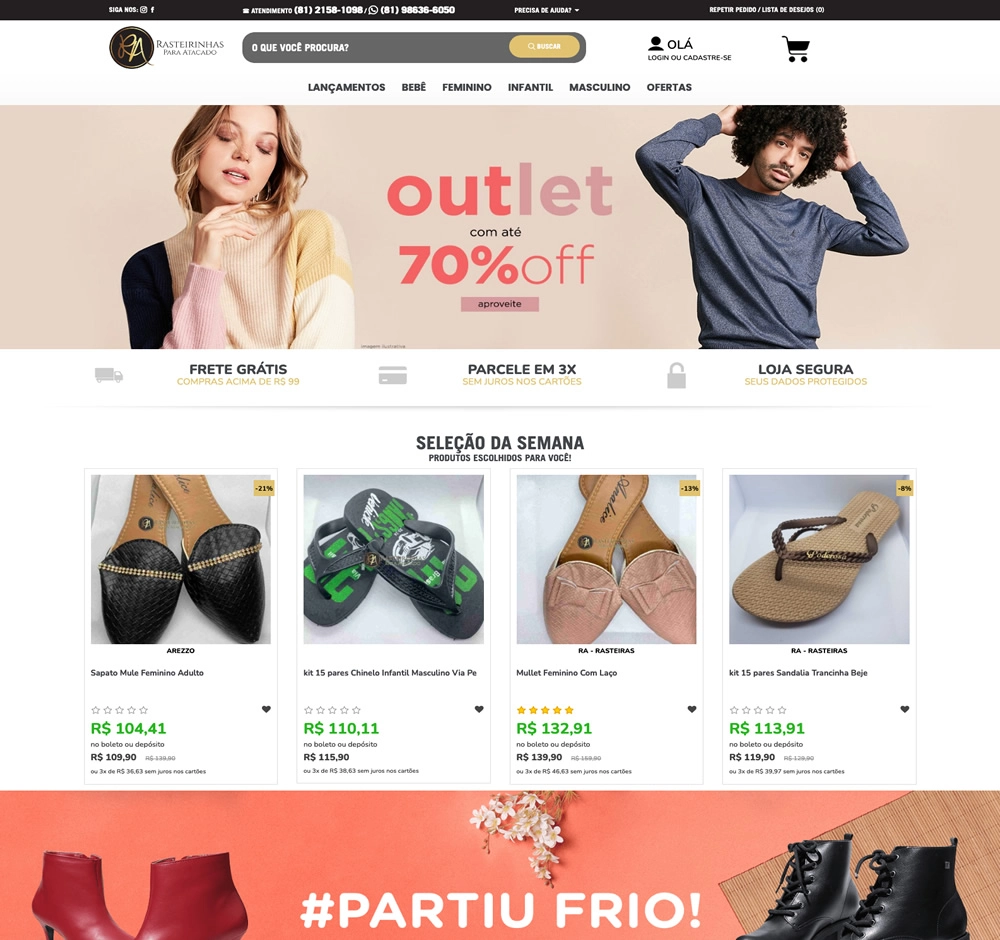 Rasteirinhas para Atacado